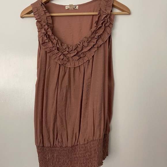 Dusty Rose Frilly Tank Top - Picture 2 of 4